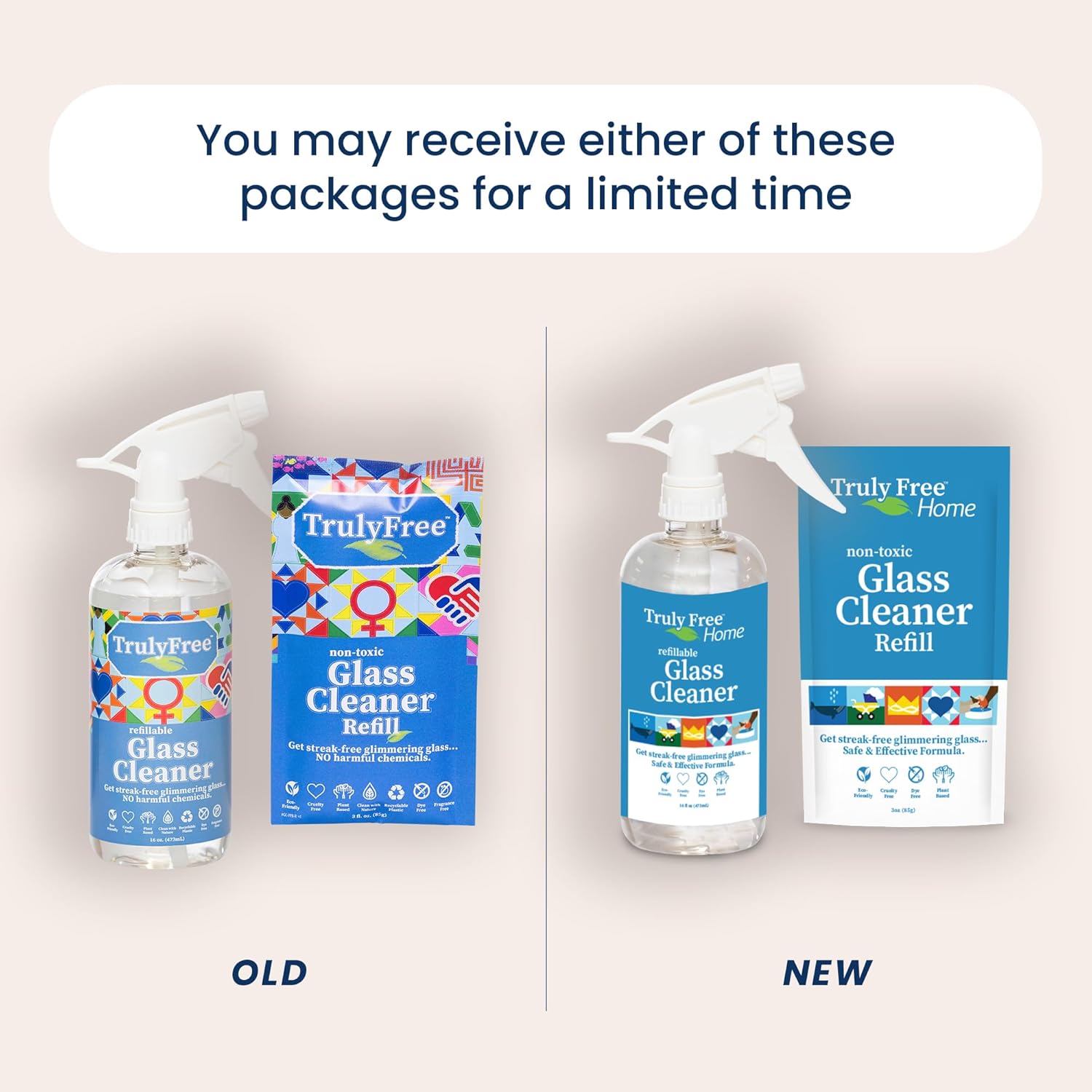 Truly Free Natural Glass Cleaner - Removes Dirt & Debris for Sparkling Clean Windows & Glass Surfaces at Home, Office & Garage, Includes: 1 Refillable Empty Bottle (16oz) & 2 Refills (3oz ea) - Image 2