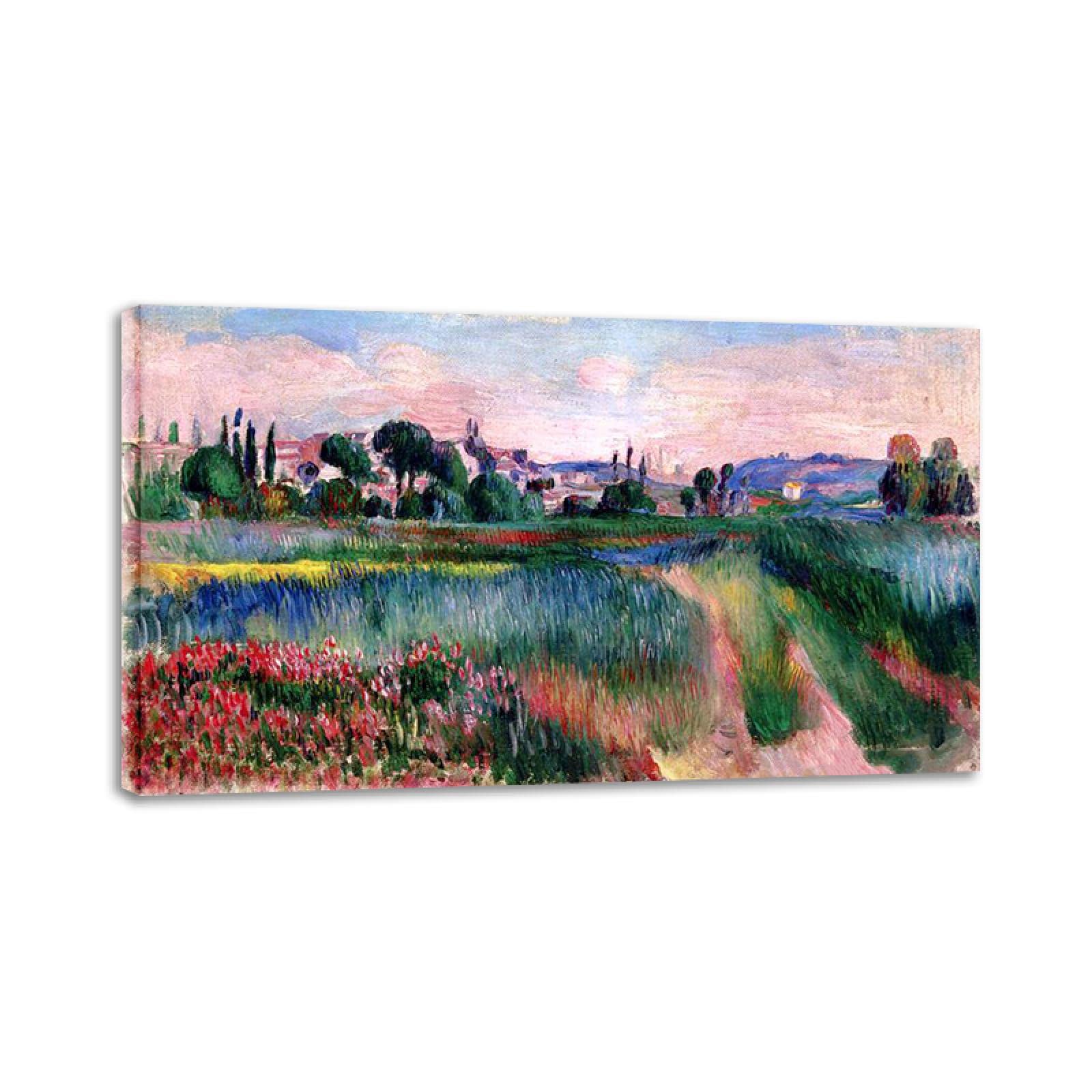 オーギュスト・ルノワール「風景」 名画のキャンバスプリント。 キャンバス画 アートポスター 複製画 。壁の装飾画。75x135cm  (29.5x53.1インチ) フレームレス