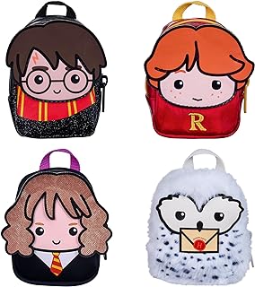 REAL LITTLES Harry Potter Wizarding World Backpack with 6 Micro Stationery Surprises Inside! 4 to Collect - Harry Potter, Hermione Granger, Ron Weasley and Hedwig - Styles May Vary