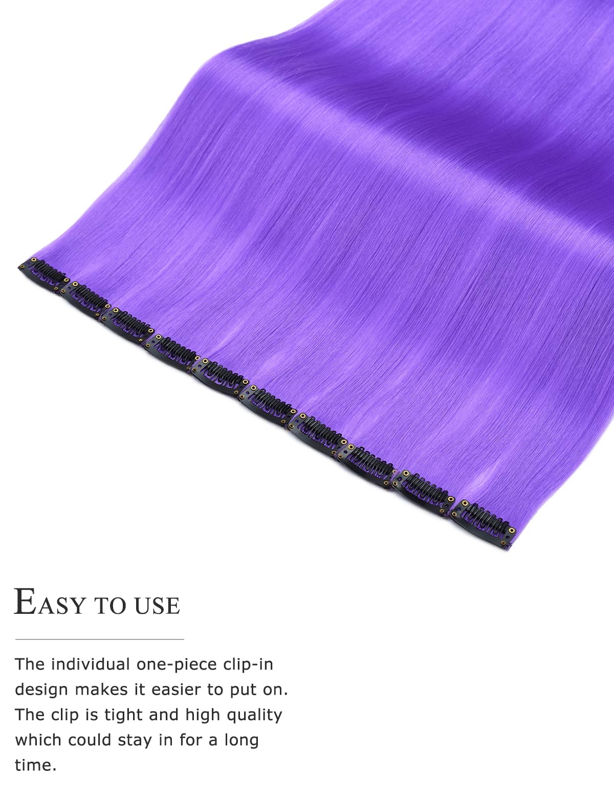 Yamel Colored Hair Extensions 10 Pieces 20 inch Clip in Hair Extensions for Women Synthetic Straight Hairpieces for Christmas Costume Party Light Purple - Image 4
