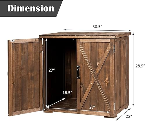 Miniatura 5 de GRAFFY - Cobertizo de almacenamiento de madera para jardín, gabinete de herramientas compacto con puertas y asas, para jardín y patio