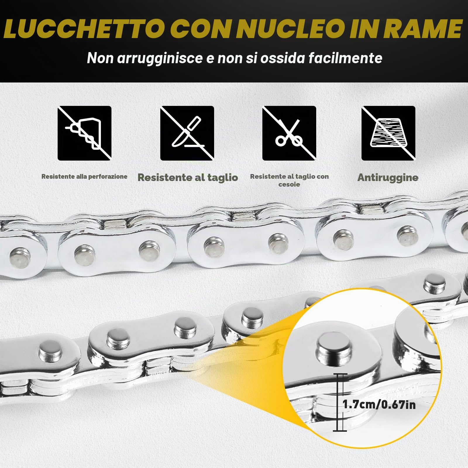 Lucchetto Monopattino Elettrico con Chiavii, Lucchetto Bici, Catena di Manette di Blocco, Accessori per Biciclette e Scooter Elettrici