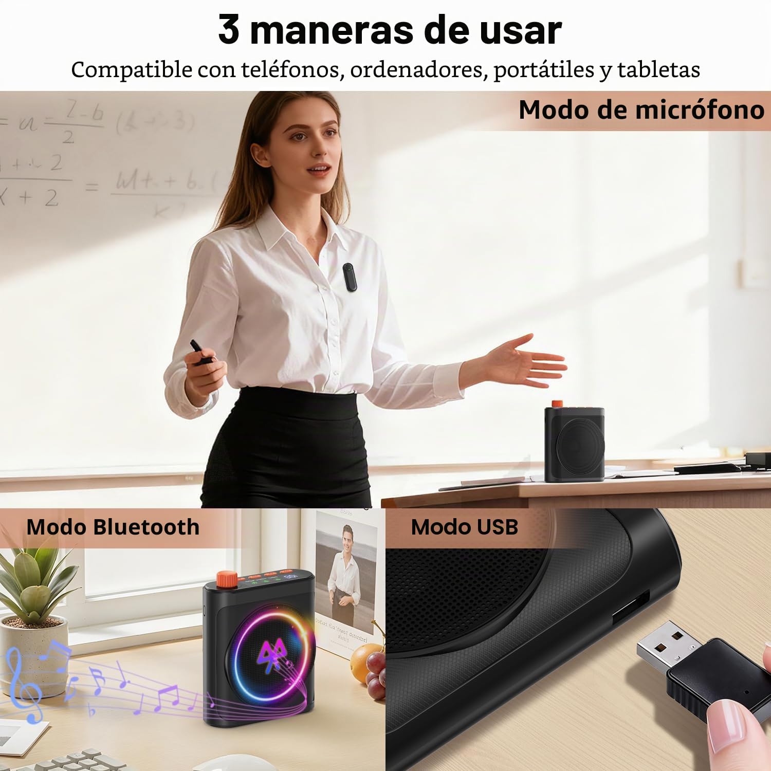 yAyusi Amplificador de Voz para Profesores con Micrófono Solapa Magnético, Mini Micrófono Portátil Manos Libres y Altavoz con Cordón, Micrófonos Recargables Profesores para Aulas/Reuniones/Discursos