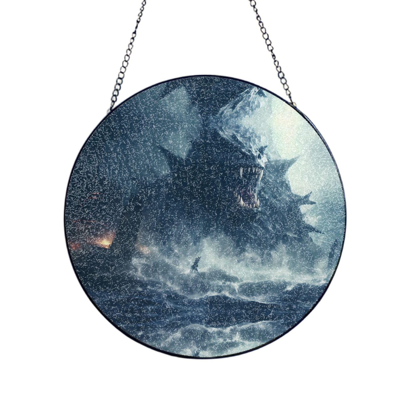 Poezjzw Stained Glass Window Hanging - Mysterious Sea Beast Sun Catcher For Door Garden Home Decor Christmas Mother'S Day Birthday Gifts 6in（15cm）