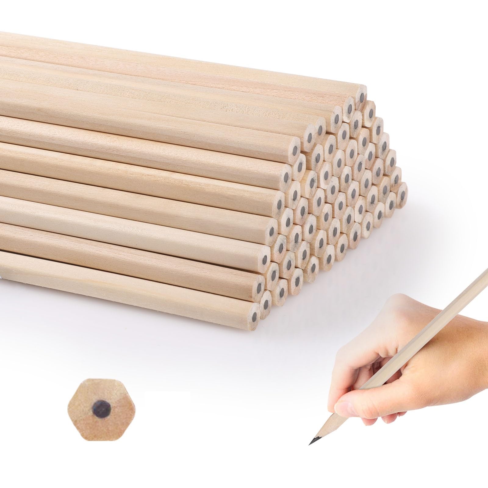 Amazon | GeeRic 60本入 鉛筆 天然原木鉛筆 2B 六角軸 えんぴつ ロゴ