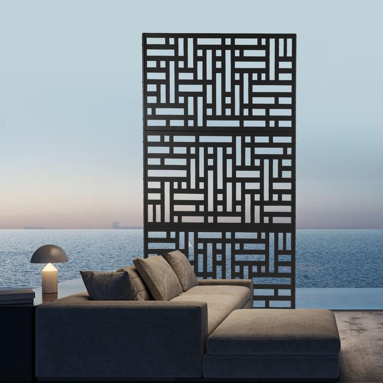 Sichtschutz Stahl Streifendesign Paravent Sichtschutzwand Schwarz