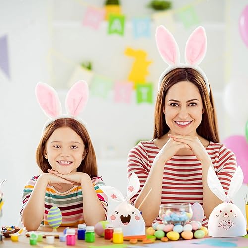 Miniatura 2 de Qavctw 50 bolsas de regalo de Pascua con orejas de conejo, bolsas de regalo de orejas de conejo blancas de Pascua, bolsas de regalo para huevos,