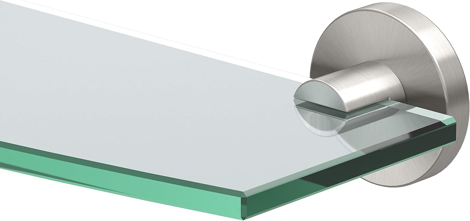 Gatco 4676 Reveal Tempered Curved Glass Shelf, 20.13" W X 5.40" D, Satin Nickel