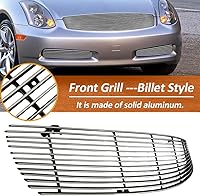 Vista 4 de Compatible con Infiniti G35 Coupé 03-07 parrilla frontal Billet Grill Grill Combo Inserto de aluminio pulido