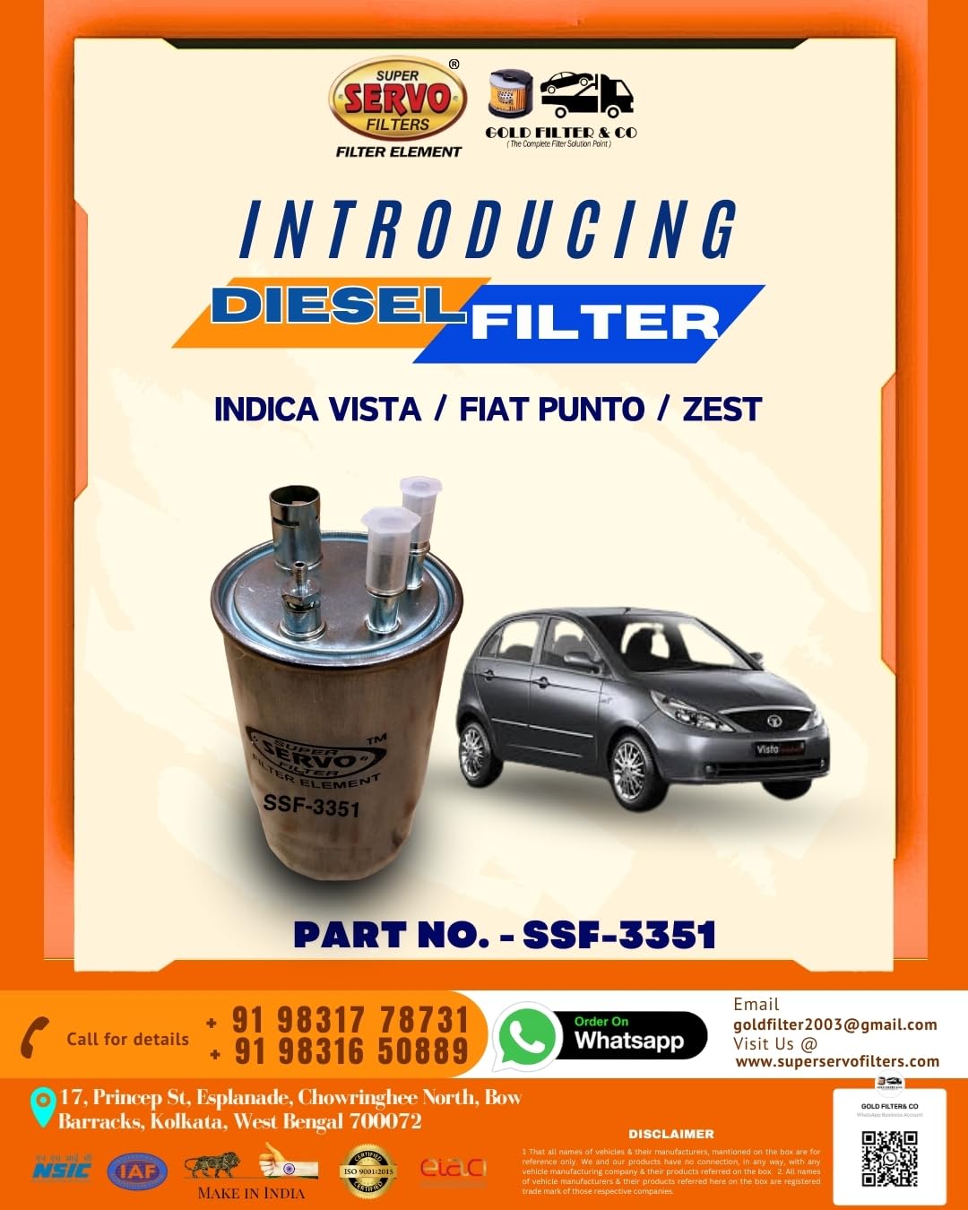 SUPER SERVO FILTERS SSF-3351 DIESEL FILTER INDICA VISTA/FIAT PUNTO/ZEST-image-40