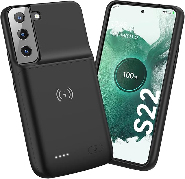 NEWDERY Battery Case for Samsung Galaxy S22, Supports 18W QC and Qi Wireless Charging, 4700mAh Slim Rechargeable Extended Battery Pack Case For Samsung Galaxy S22 ( 6.1 inch)