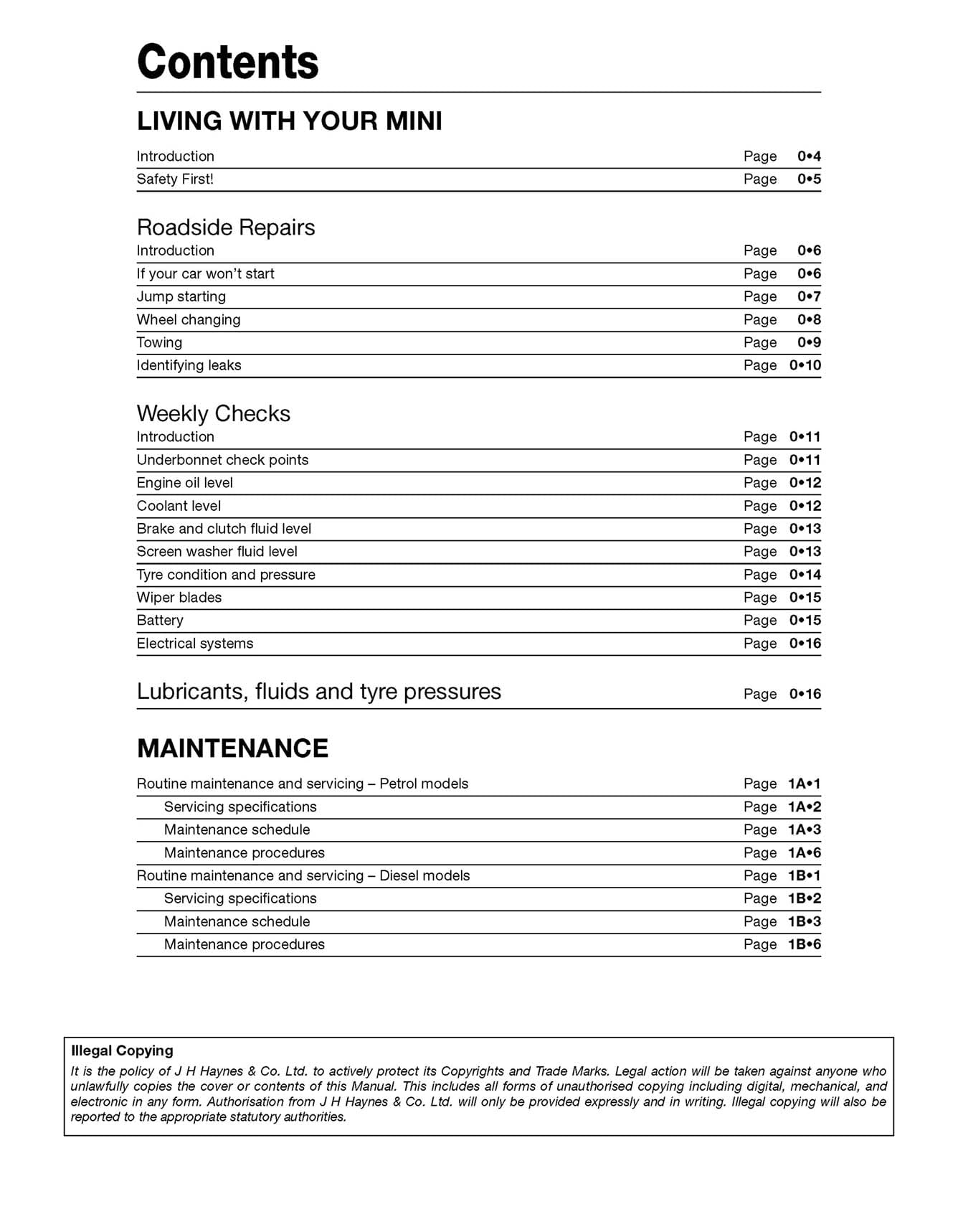 Mini Petrol & Diesel (Nov 06 -13) 56 to 13: 2006-2013