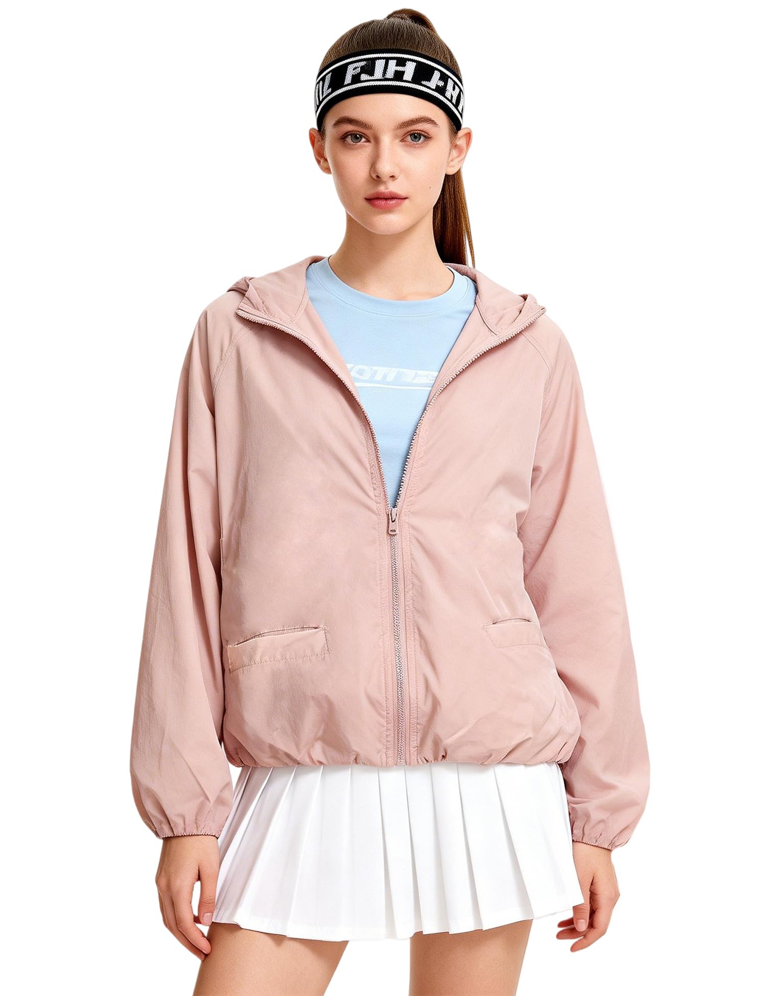 venzina UPF 50+ Women's Cropped Hoodie Sun Jacket -Ultra-Lightweight & Breathable Sun Protection Top with Mesh Lining,Drawcord Hem & Pockets for Outdoor, Commute-picture-12