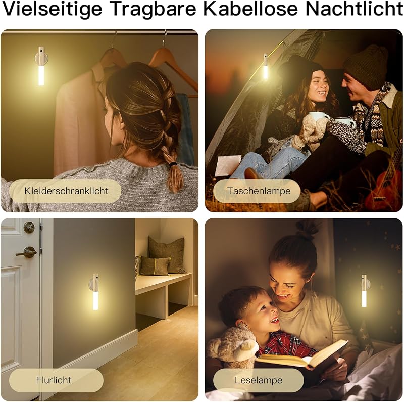 SYMYNELEC Mozgásérzékelős Éjszakai Fali Lámpa - Vezeték Nélküli, Akkumulátoros, Fa Borítású, Mágneses Rögzítés, Fúrás Nélkül, Folyosóra, Lép
