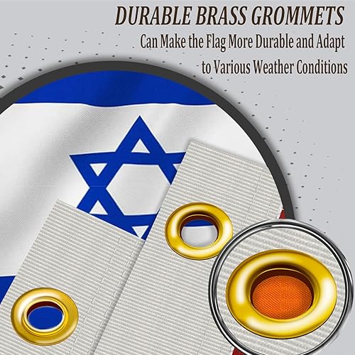 Miniatura 4 de Bandera israelí israelí de 2 x 3 pulgadas, doble cara, resistente al aire libre, material de poliéster de 3 capas con 2 ojales de metal, 4 filas de