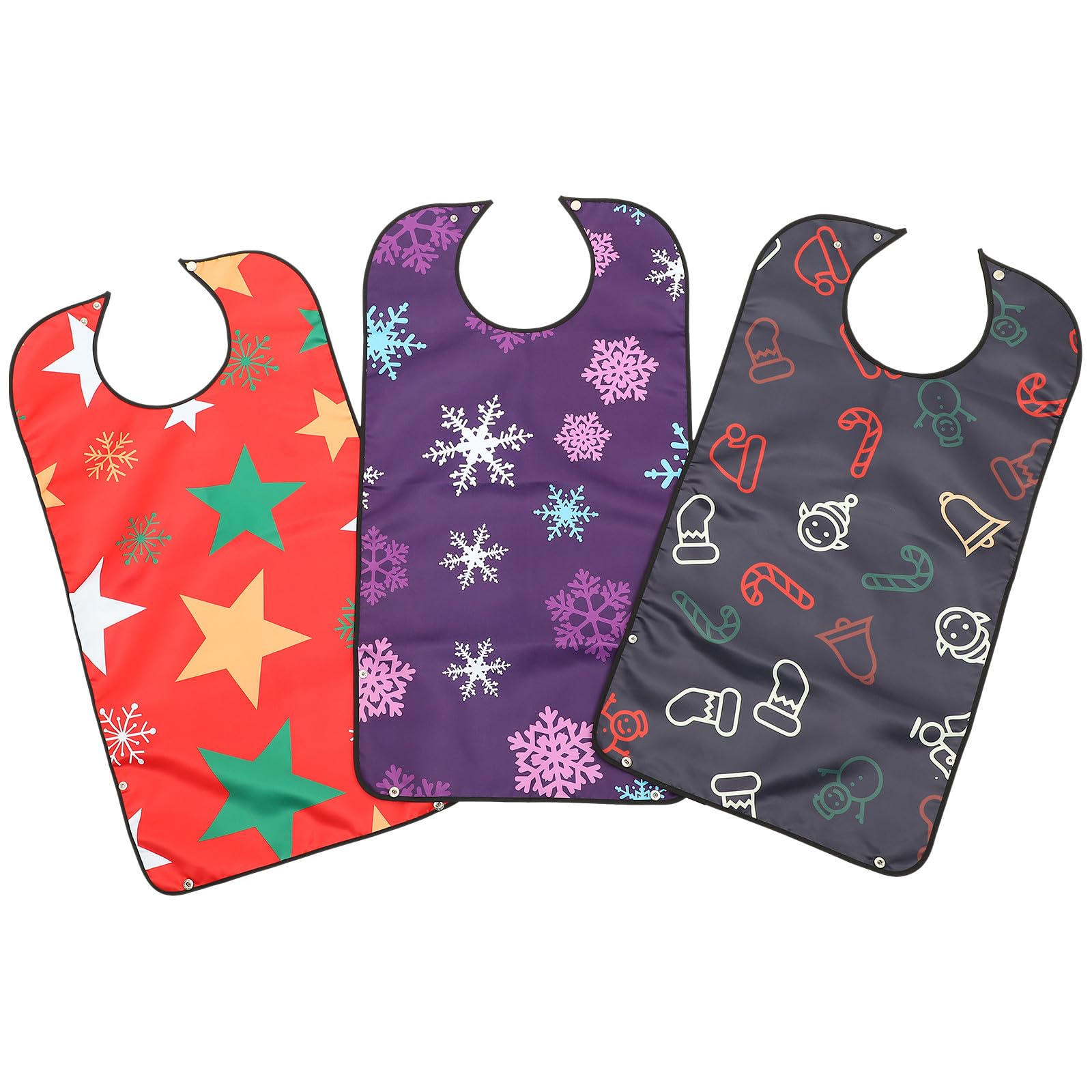 3 Stück pack Weihnachts Lätzchen für Erwachsene aus Polyester und Pu mit Kleiderschutz und Einfachem Verschluss zum Essen den Täglichen Gebrauch bei Senioren