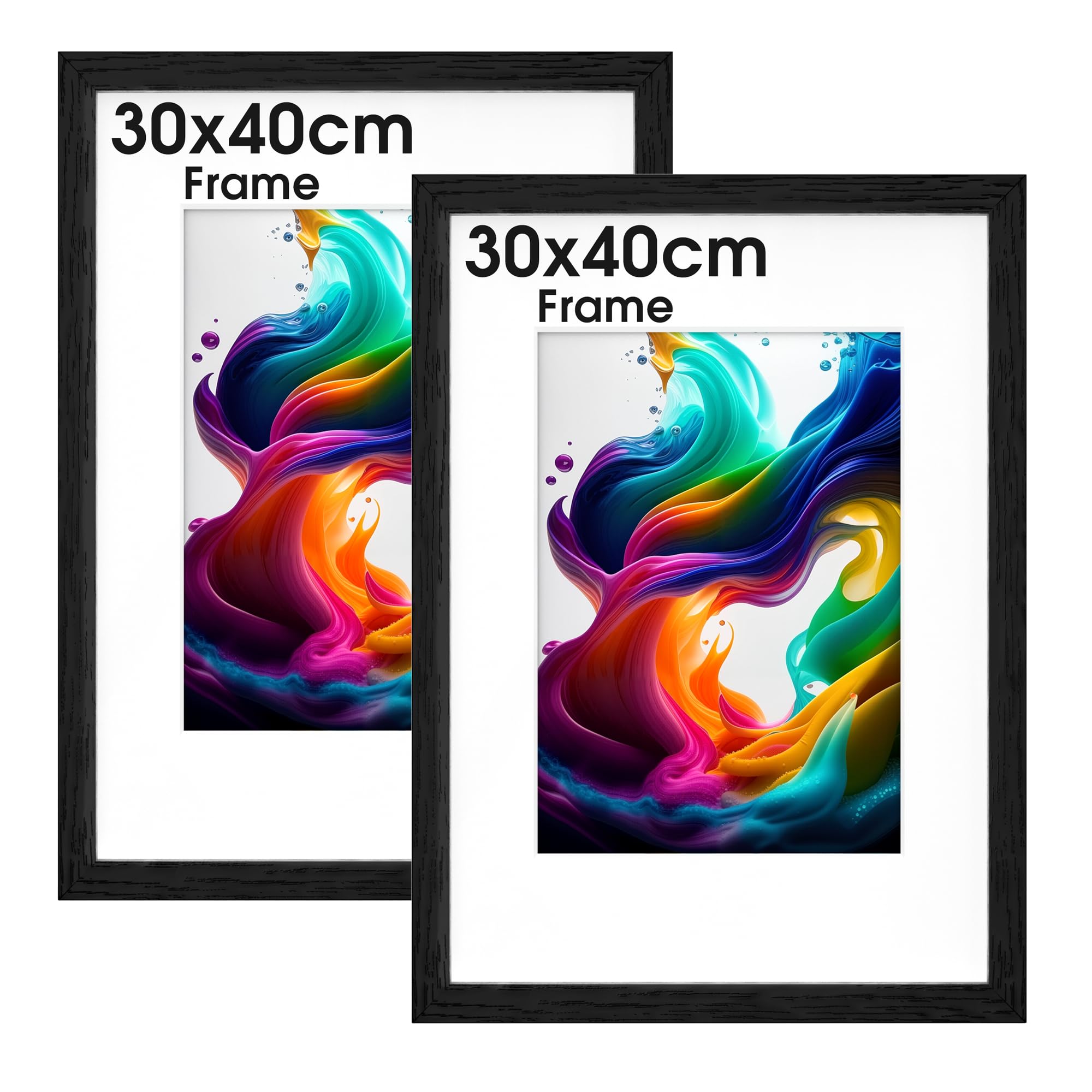 HueeeJot 30x40 picture frame 2 Pack - Wall Gallery 30 x 40cm picture frame with Engineered Wood - Photo Frames Suitable for Artwork, Family Photos, and Gifts for Friends and Relatives, Black