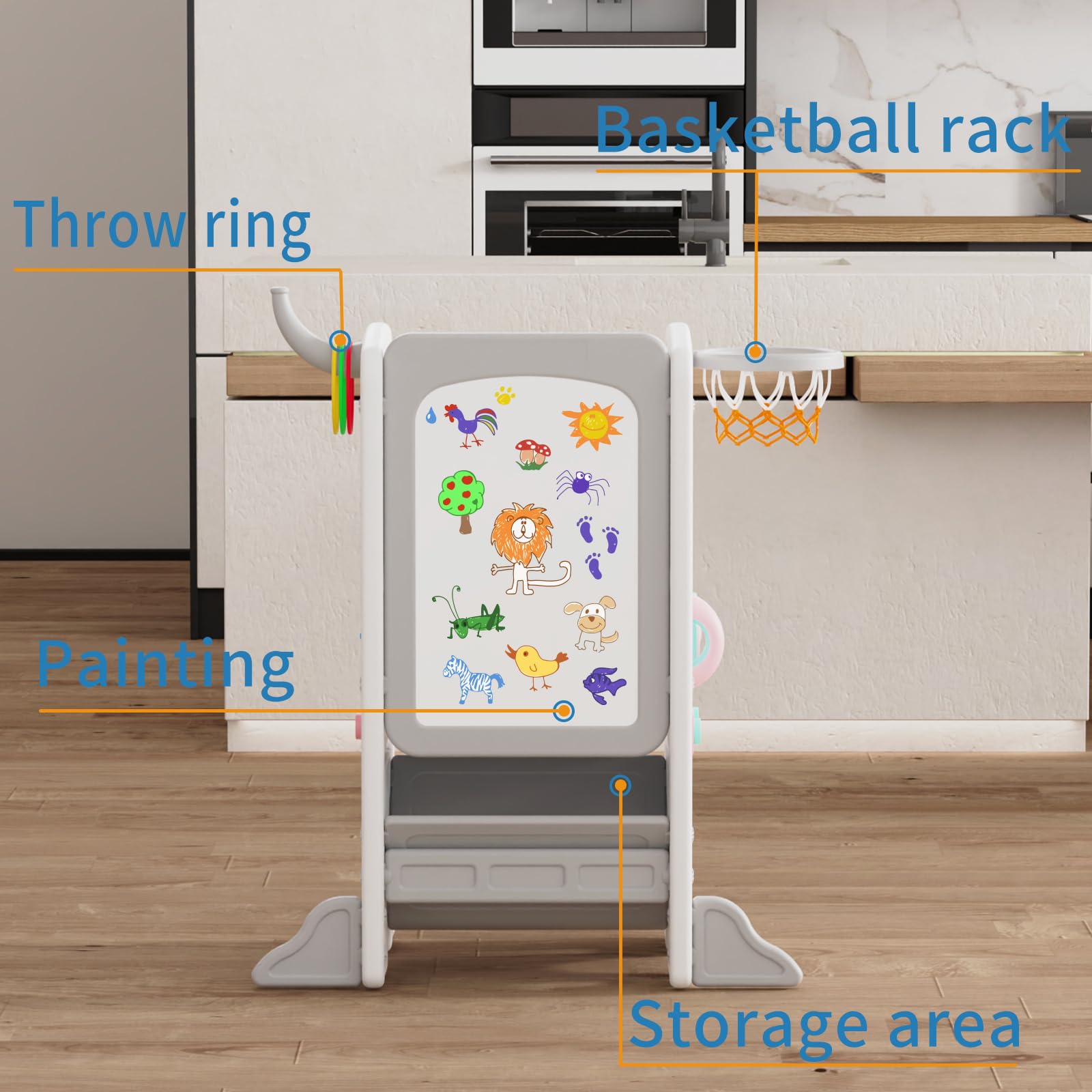 Gupamiga Lernturm für Kinder, Montessori Küchenhelfer, Learning Tower mit Kippschutz, 3 Stufen Höhenverstellbar SST-02
