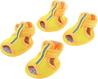 uxcellÂ® 2 Pairs Rubber Sole Yellow Mesh Sandals Yorkie Chihuaha Dog Shoes Size XS