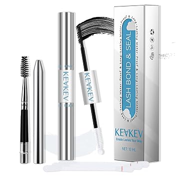 KevKev Lash Bond and Seal Lash Glue Waterproof Eyelash Glue with Lash Brush Eyelash Remover Cotton Swabs Eyelash Bond and Seal Lash Cluster Glue Strong Hold 72H Long Lasting10Ml, Black Bond and Seal