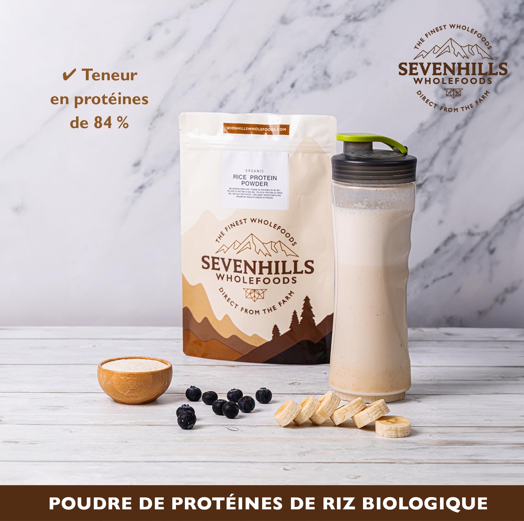 Sevenhills Wholefoods Poudre de Protéine de Riz Bio 1kg
