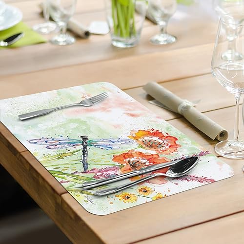 Miniatura 7 de CounterArt Fanciful Flight - Juego de 4 manteles individuales reversibles de plástico flexible de fácil cuidado, fabricados en los Estados Unidos,