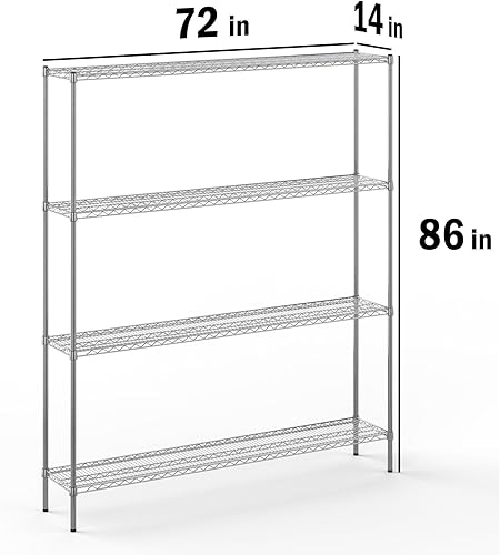 Miniatura 2 de Kit de estantería de alambre cromado de 4 niveles de 14 pulgadas de profundidad x 72 pulgadas de ancho x 86 pulgadas de alto  Unidad de estante de