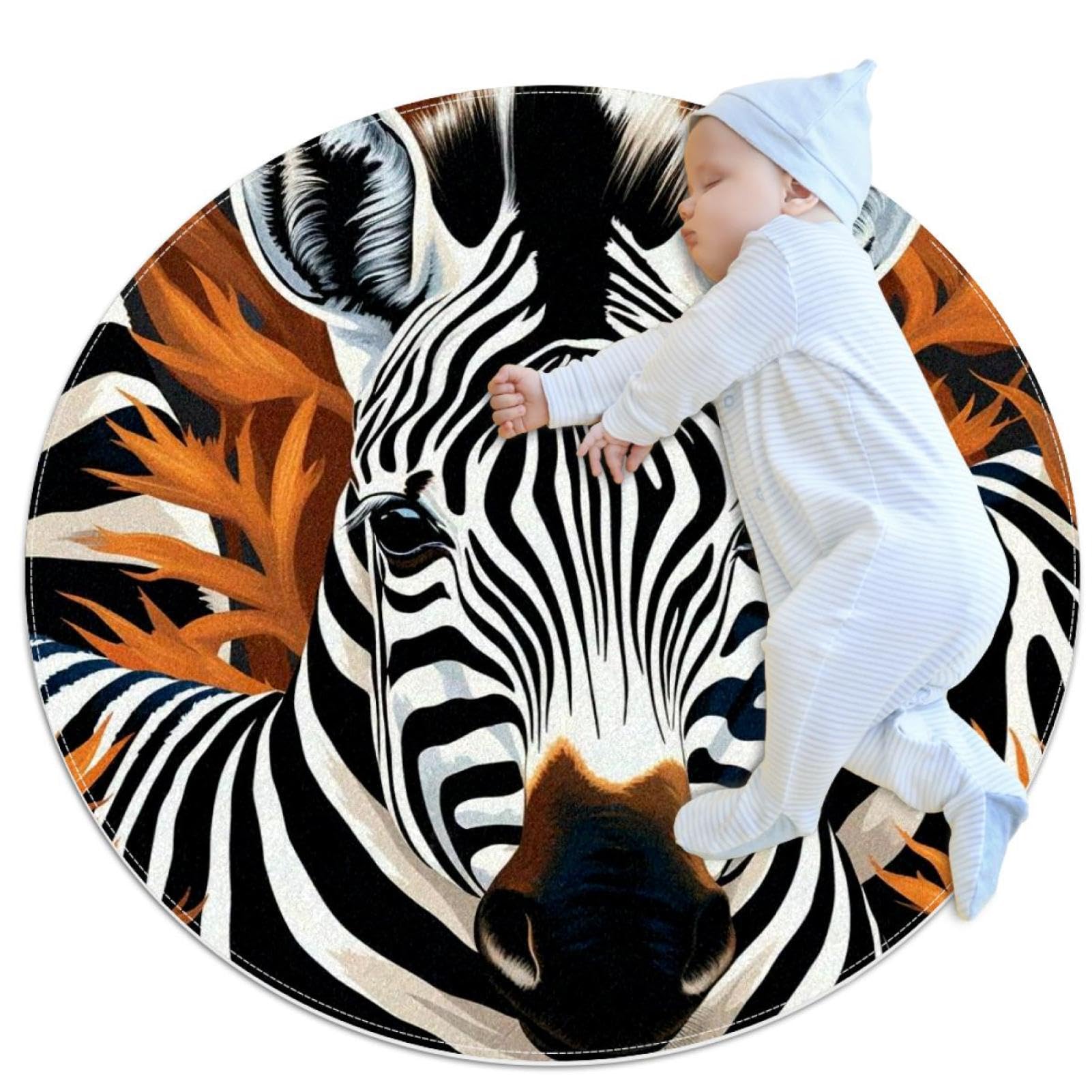 Paillasson zèbre rond et tapis de salle de bain tropical pour décoration de chambre d'enfant