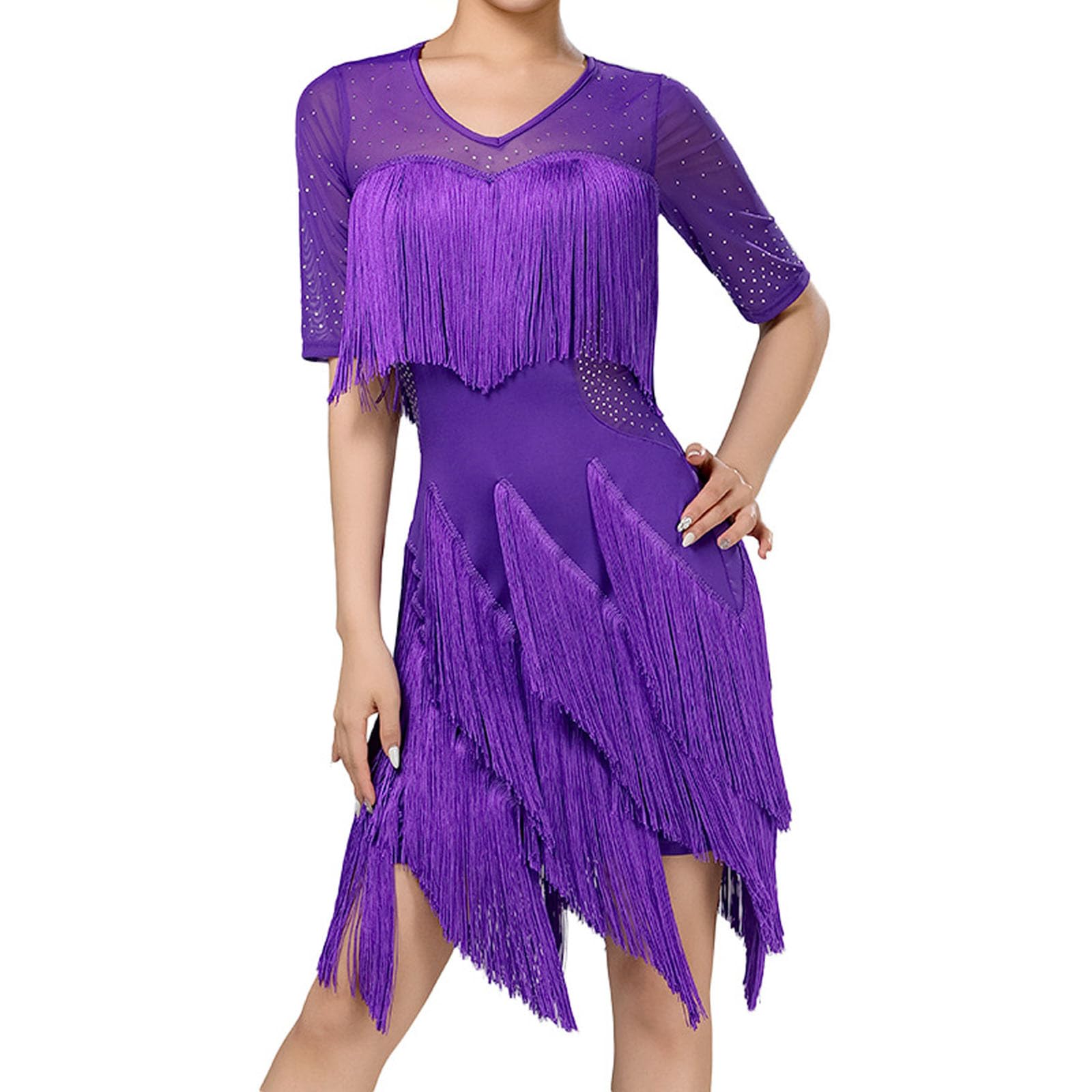 Robe de danse latine haut de gamme style charleston et paillettes