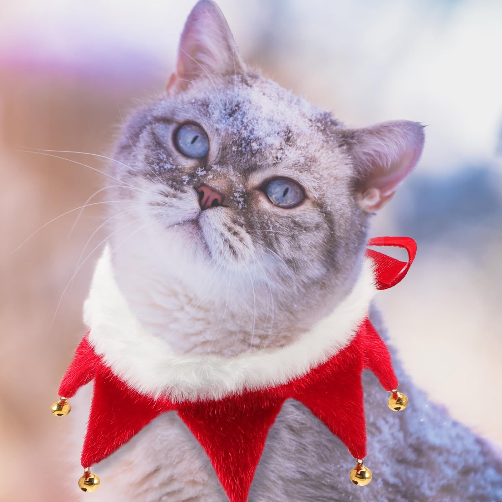 Christmas Pet Collar Adjustable Dog Collars with Jingle Bell Christmas Costume Accessories for Small Dog Cat Puppy Kitten Size L - Image 2