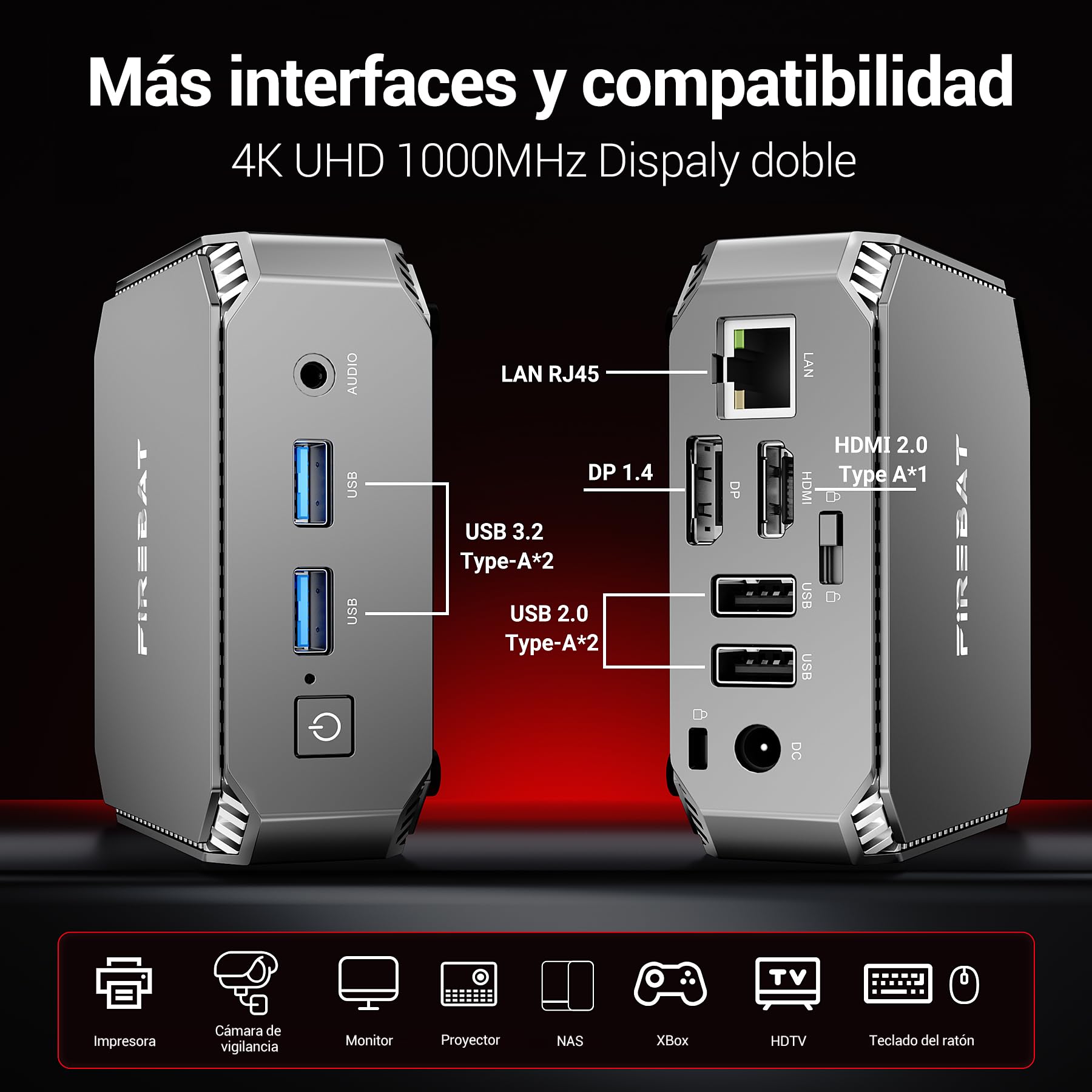 FIREBAT Mini PC Intel N150 4 Cores, 4 Threads, hasta 3.4 GHz, 16