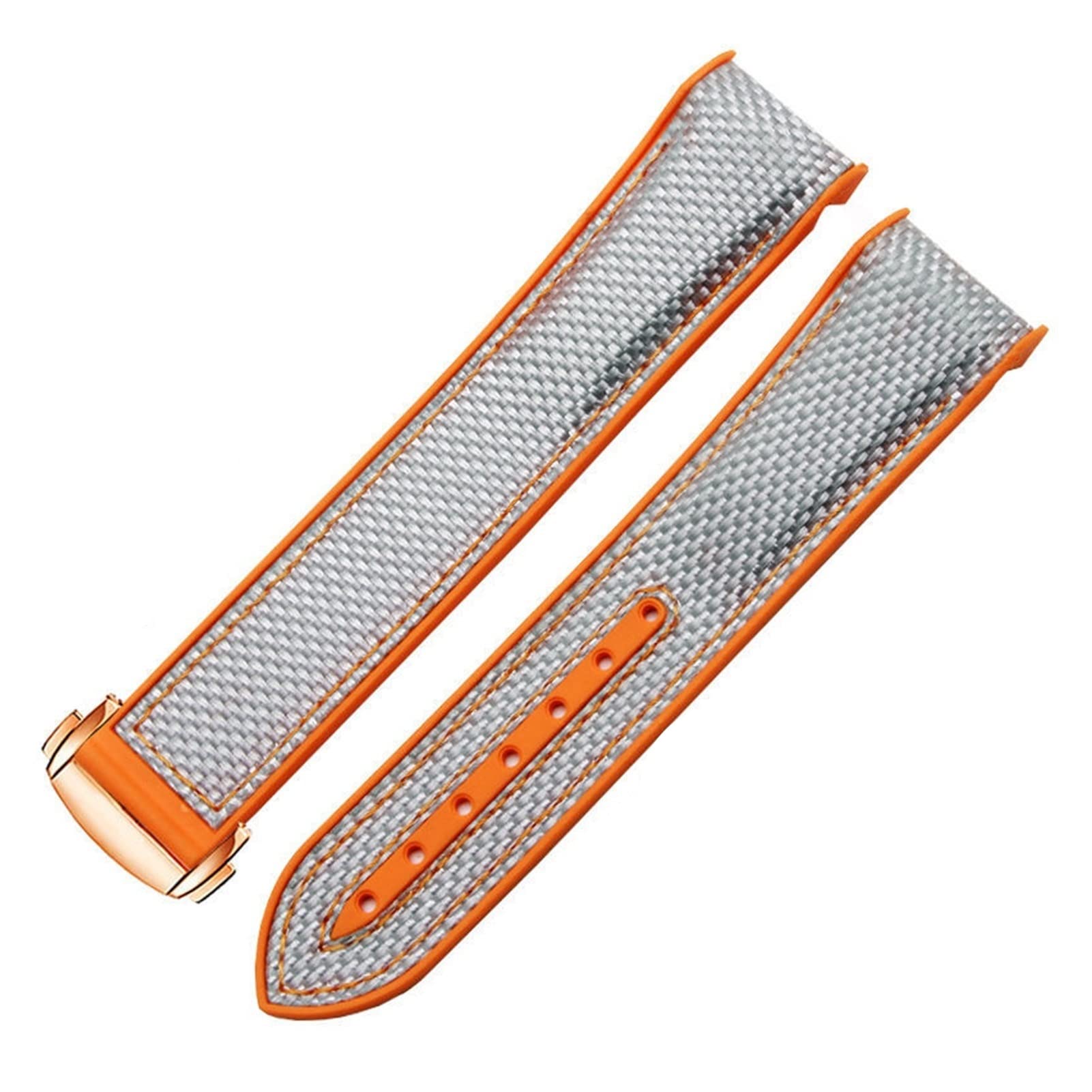 QTYQWC Watch Bracelet for Omega 300 SEAMASTER 600 Planet Ocean Folding Buckle Silicone Nylon Strap Watch Accessories Watch Band (Color : Black Orange, Size : 22mm)