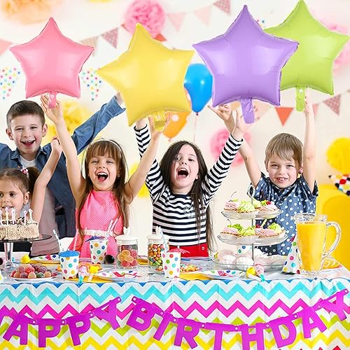 Miniatura 6 de KALOR Globos de Mylar de estrella de color morado pastel de 18 pulgadas, 10 globos de helio en forma de estrella para bodas, baby shower,