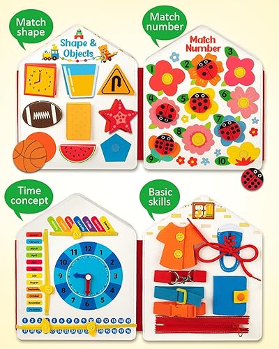 Miniatura 3 de Coogam Libro de actividades para niños pequeños de fieltro Montessori, tablas sensoriales de actividad, habilidad motora fina, libro silencioso,