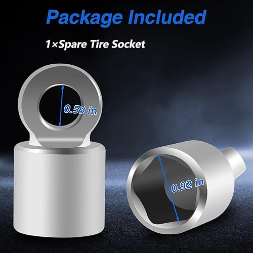 Miniatura 8 de Mango de rueda de repuesto de acero inoxidable Herramienta de enchufe de neumático de repuesto CNC Compatible con Toyota Lexus Highlander Sienna