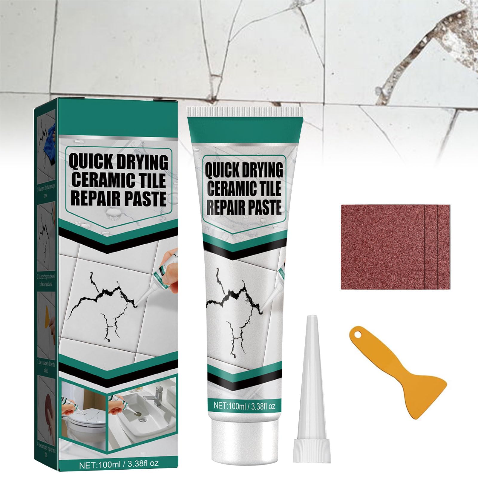 Kit Riparazione Vasca Bagno Bianco,Kit Riparazione Piastrelle Impermeabile,Ceramica Smalto Porcellana Restauro,Kit Riparazione Bagno Crepa Foro Riparazione Graffi,per Ammaccature Fori Graffi Crepe