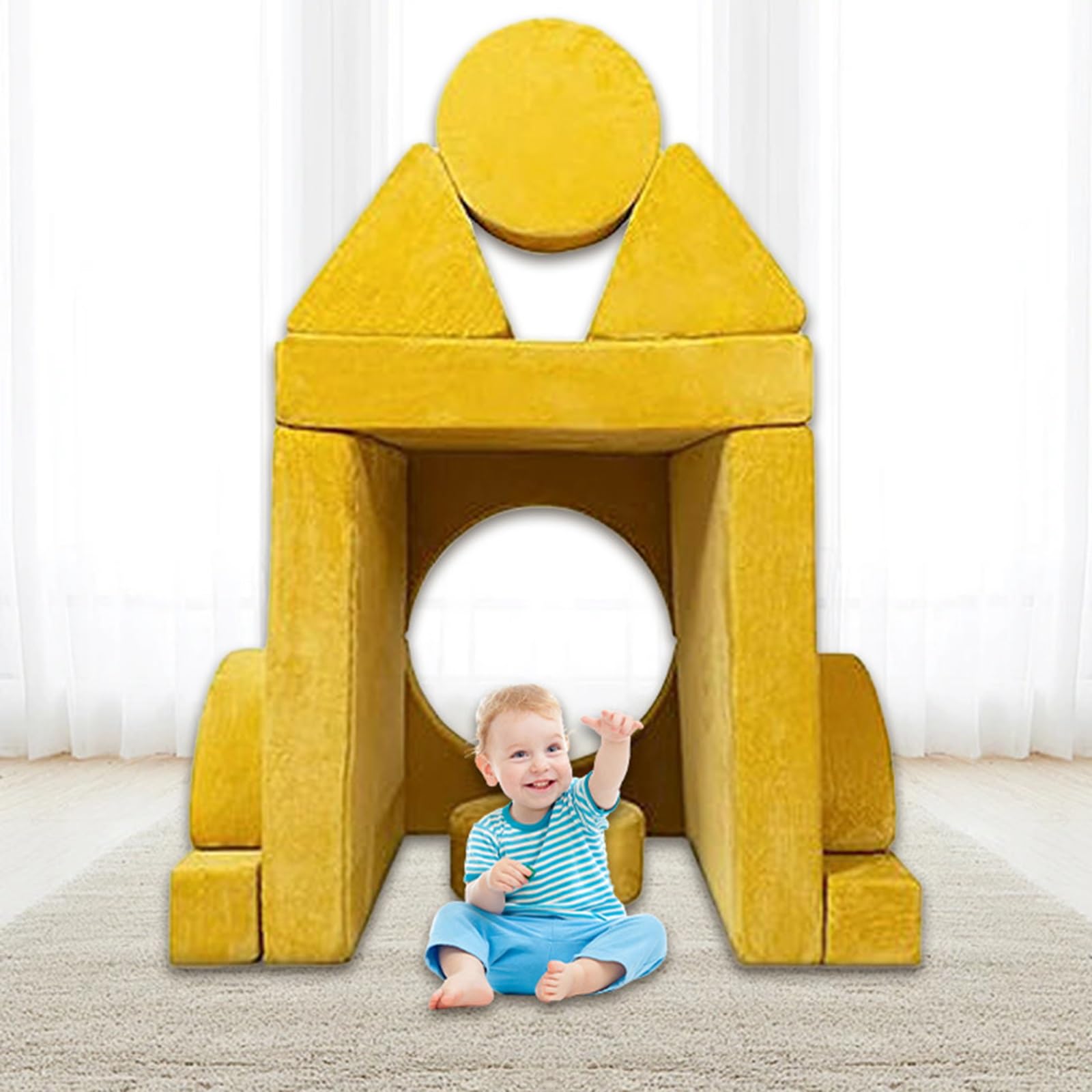 Kinderspielsofa, 13-teiliges Bausatz-Schaumstoffset, mit abnehmbarem Bezug, kreative Kindermöbel, für Wohnzimmer, Spielzimmer