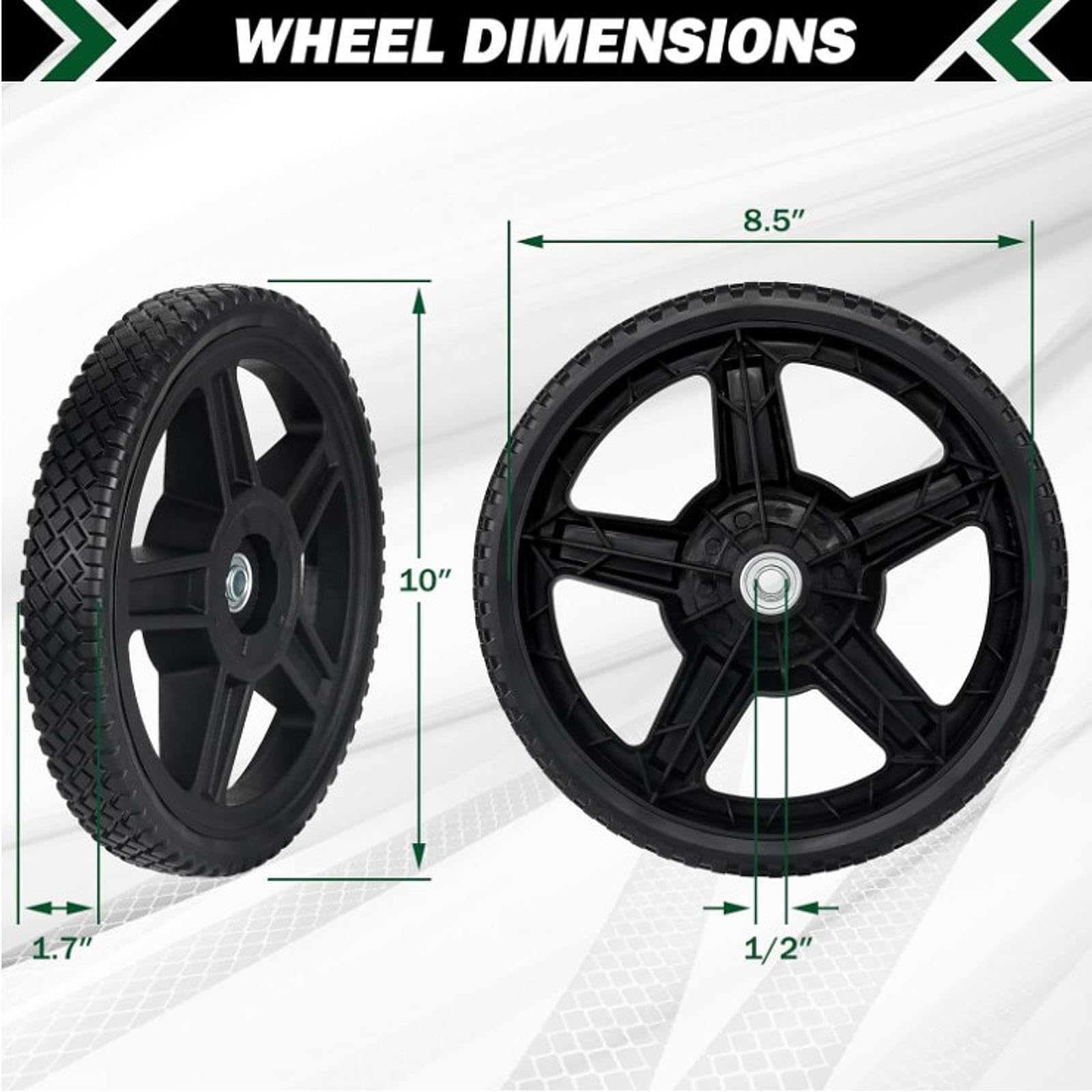 para Cortacésped, Ruedas para Cortacésped de Empuje, Reemplazan Las Tuercas de Los Pernos para Carros, Remolques de Tractores Cortacésped Y C, 10inch 25.5x4.5cm