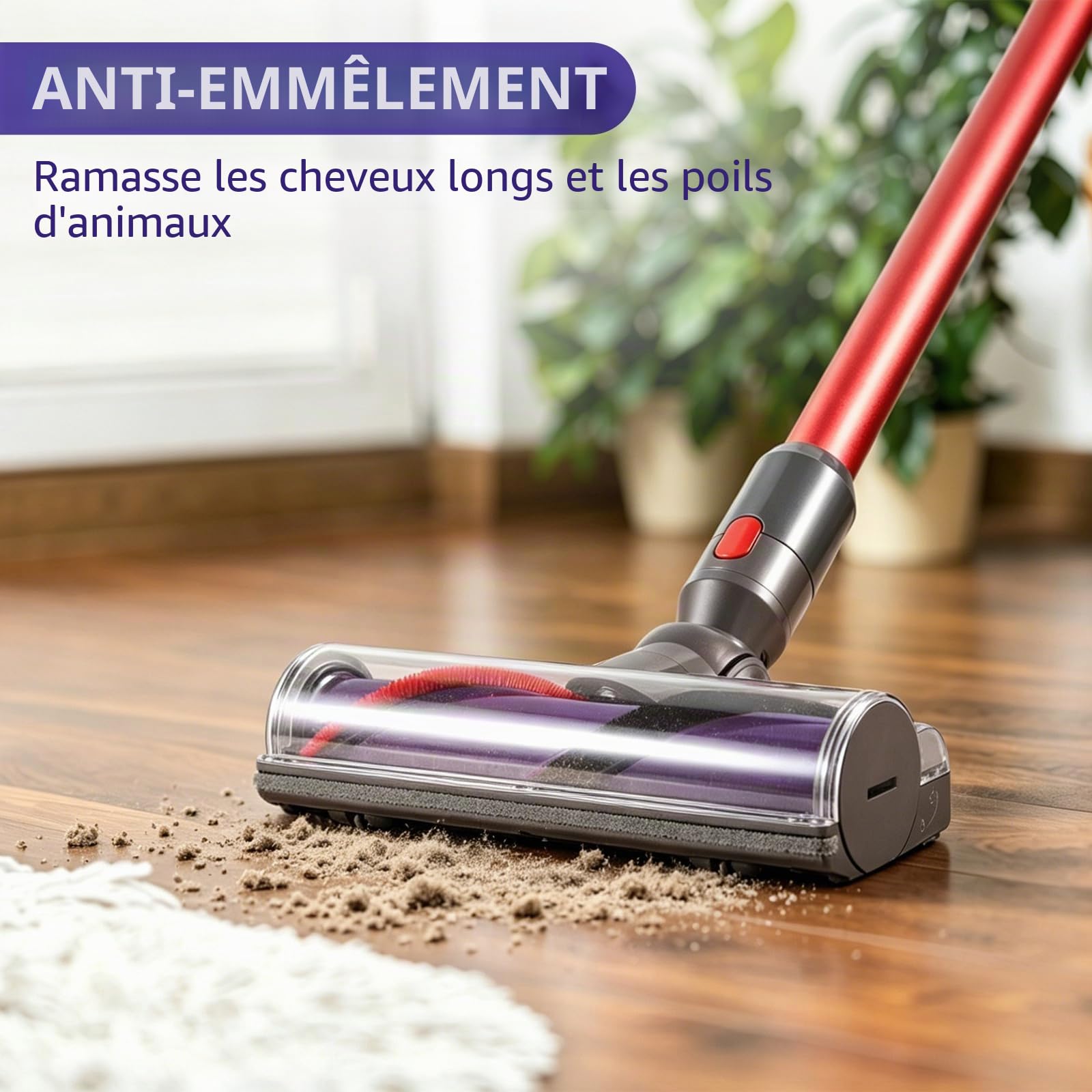 Brosse compatible avec Dyson V10 V11 V7 V8 V15 - Accessoire de rechange pour brosse de sol - 25 cm - Convient pour sols durs et tapis