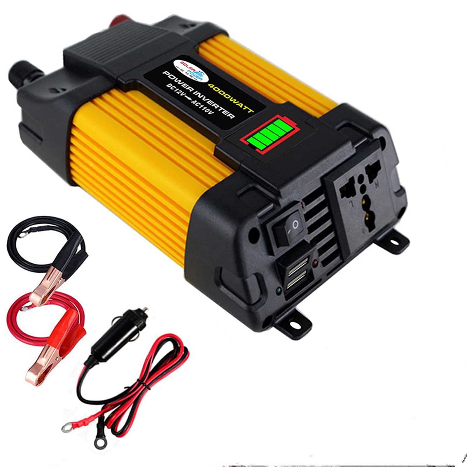 Inverter 12v 220v,Power Inverter 6000W Auto Power Inverter Capacità di tensione Display Trasformatore convertitore da 12V a 110 V / 220V Dual USB Inverter Inverter Forcar Appliances(300W 12V 110V 4000
