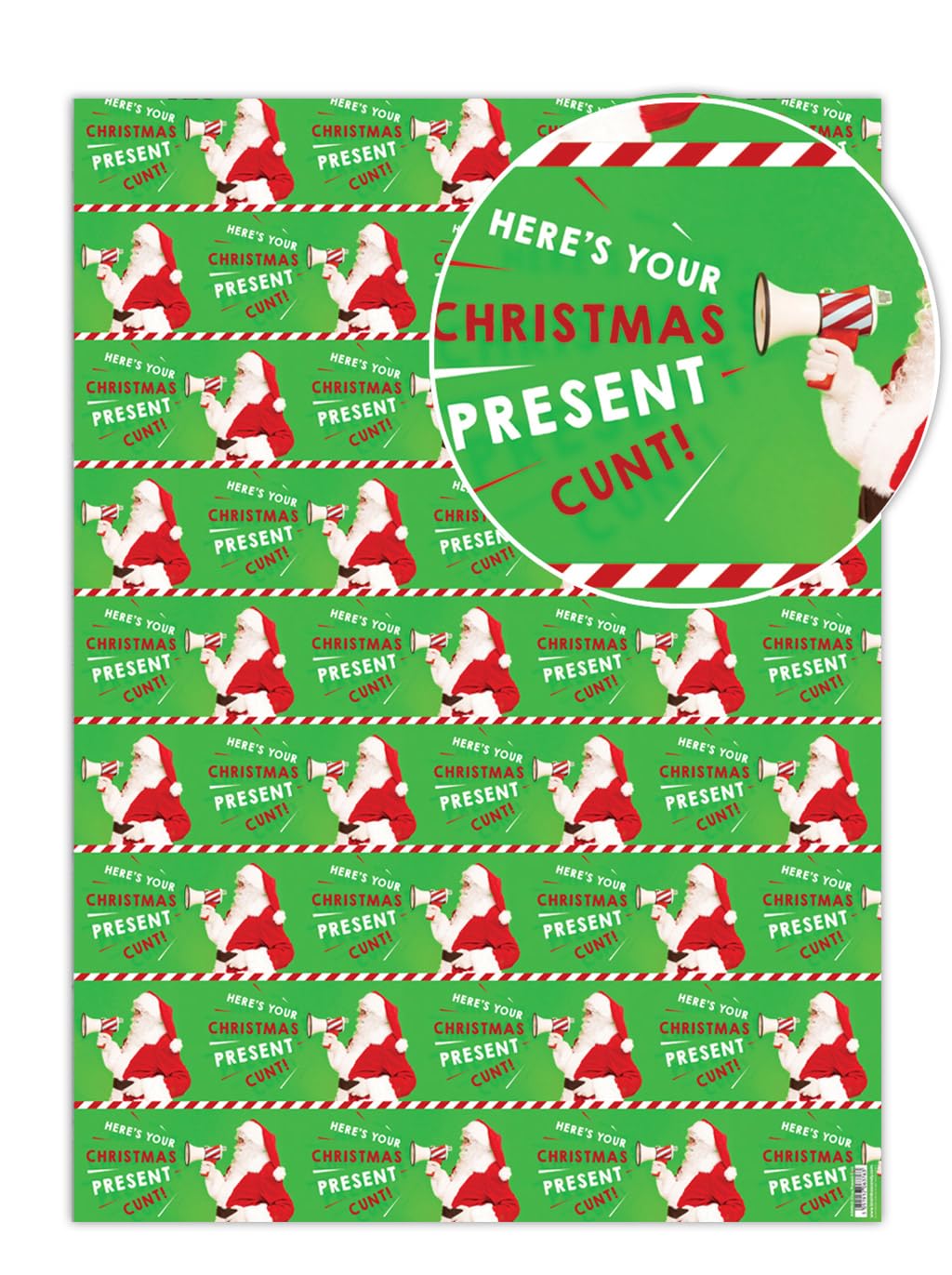Brainbox Candy - 6 Sheets of 'Here's Your Present C**t' Funny Christmas Wrap - Rude Offensive Xmas Wrapping Paper - Giftwrap For Adults With A Cheeky Sense Of Humour
