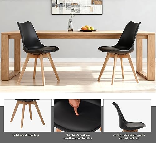 Miniatura 4 de Juego de 4 sillas de comedor de estilo moderno con patas de madera, sillas de cocina y comedor, juegos de mesa y sillas, silla de escritorio para
