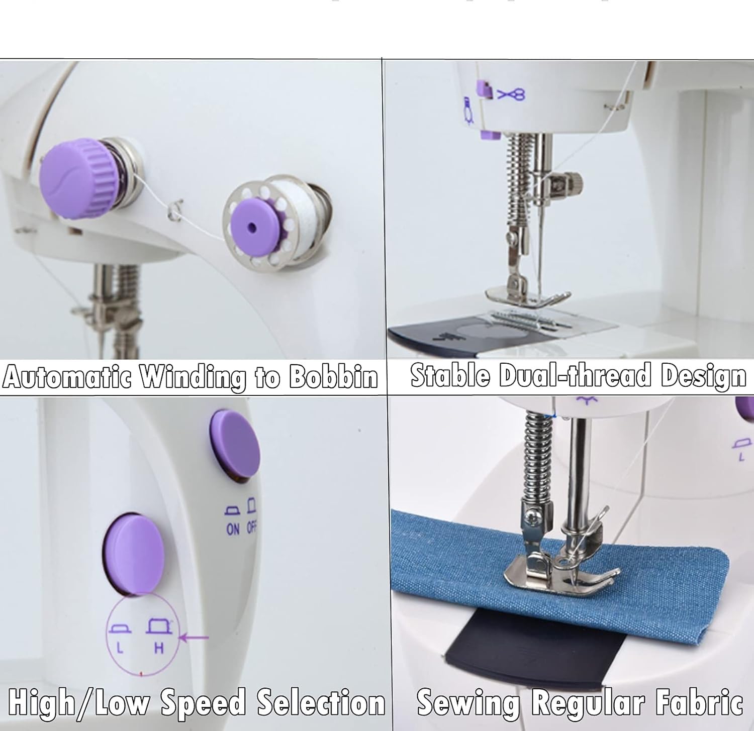 Mini máquina de coser portátil para principiantes, adultos, manualidades eléctricas, máquina de reparación, máquinas de coser eléctricas overlock para coser sedas, mezclilla, lana, cuero 7