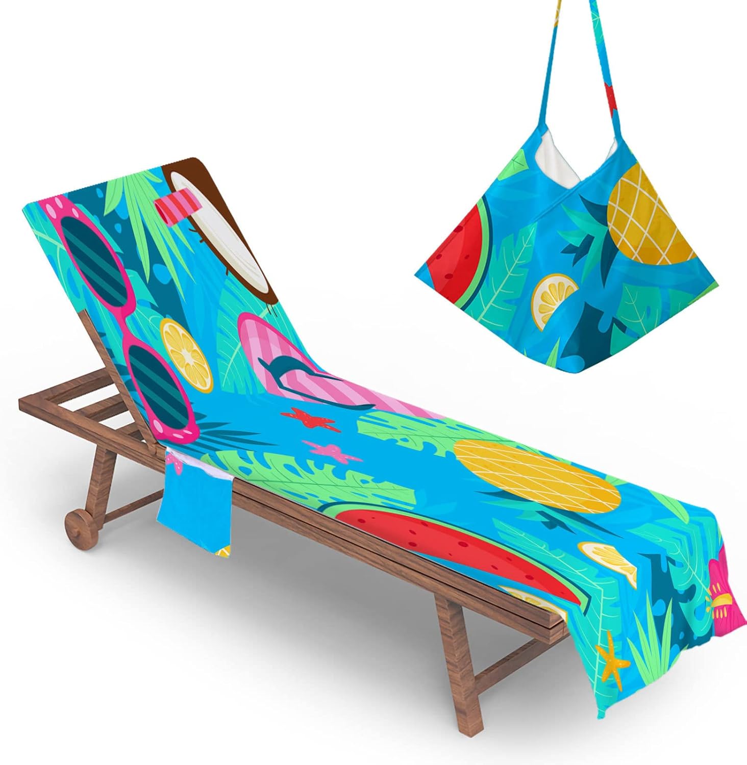 Highdi Sun Lounger Towels with Pockets, 3D Beach Sunbed Towels, Beach