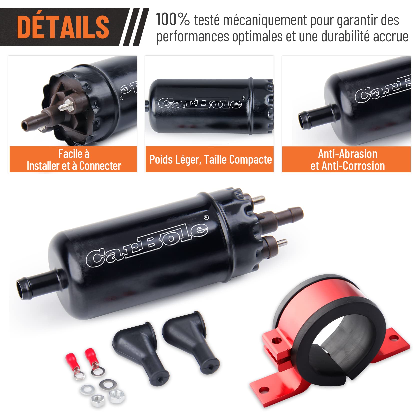CarBole 12V Pompe à Essence Haute Pression 125 PSI, 250 BHP, Noir | Avec Siège Amortisseur, Pompe à Essence Haute Pression Pour Essence, Diesel, Remplacement de Plusieurs Numéros de Pièces