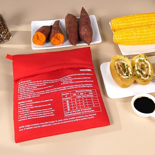 Miniatura 7 de Bolsa para microondas de patatas MyLifeUNIT, bolsa de horneado de patatas al microondas, roja