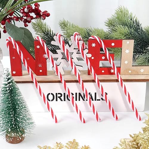 Miniatura 7 de 32 adornos navideños de bastón de caramelo de plástico para colgar en el árbol de Navidad, decoraciones para manualidades de Navidad, decoración de