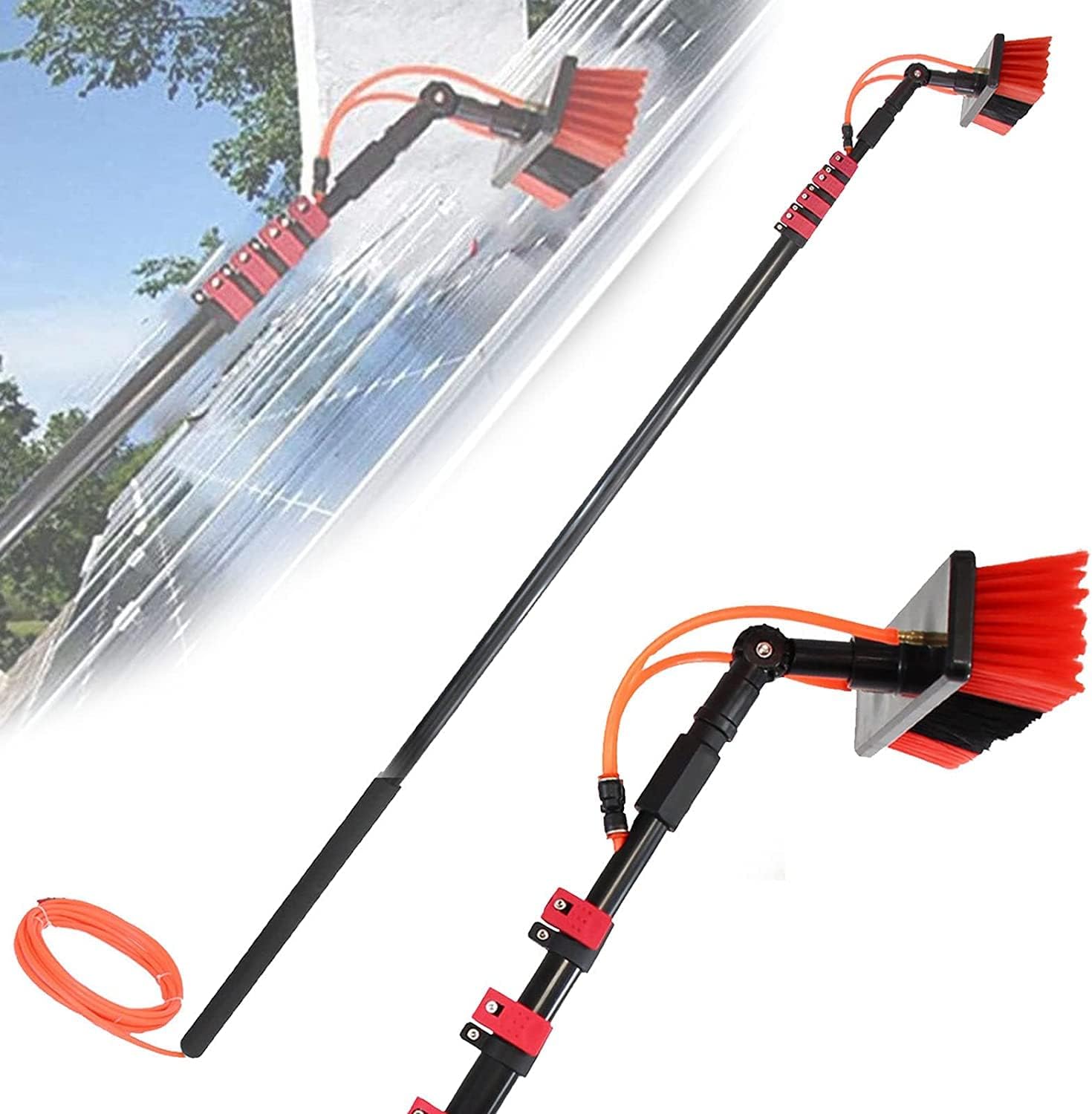 LIPEIDA Water Fed Pole Kit Window Cleaning Tool Kit, Window Cleaning Pole Rinse Bar