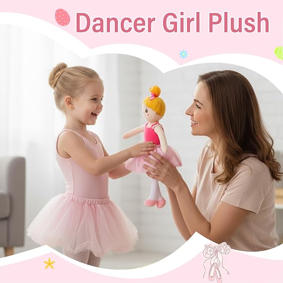 Ballerina Princess Doll Girls Gift - Snuggle Plush Toy Ballet Girl Soft Baby Princess Dolls for Ballerina Lover Toddler Dancer Sister for Birthday Gift Childrens Day 15 Inch