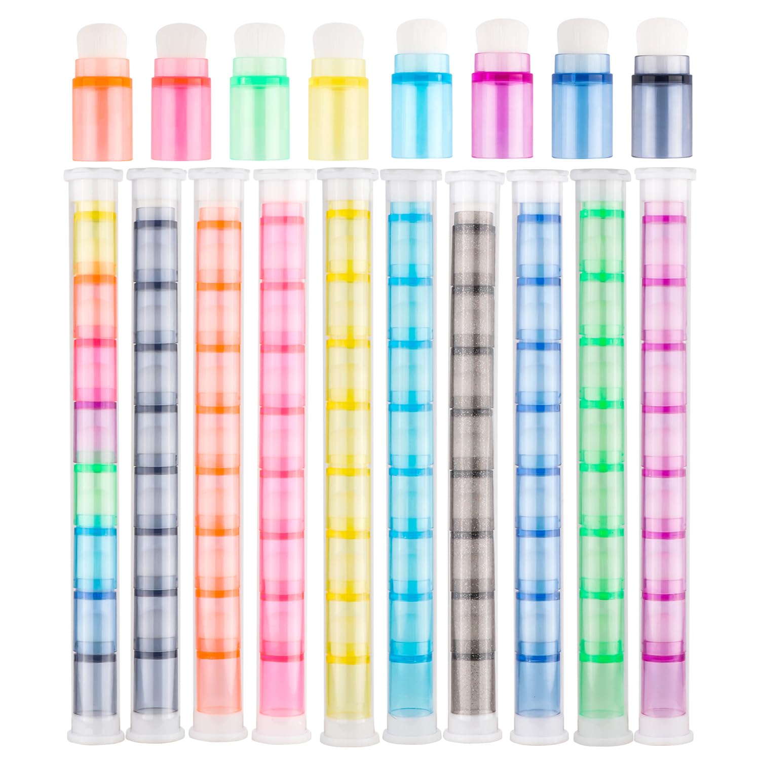 OTCRAFT 80Pcs /Set Soft Bristles Finger Daubers with Storage Box Ink Blending Brushes Mini Stackable Blender Brushes Brush Head 0.75'' for Cardmaking Painting Drawing Handles Ink Blender Tool (9Color)